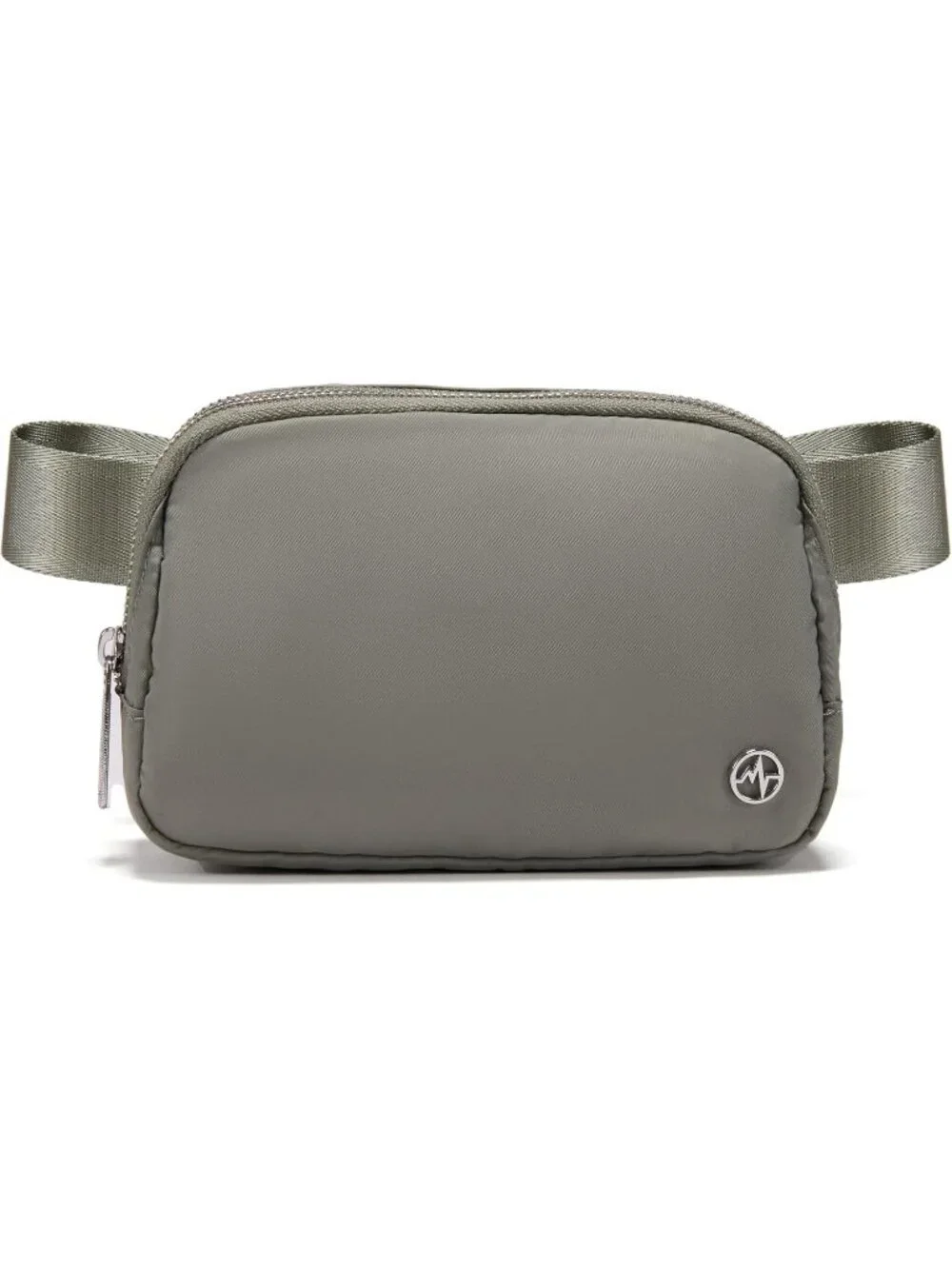 Men's Grey Sage Crossbody Belt Bag Wide Zipper Adjustable Strap 3-Pockets